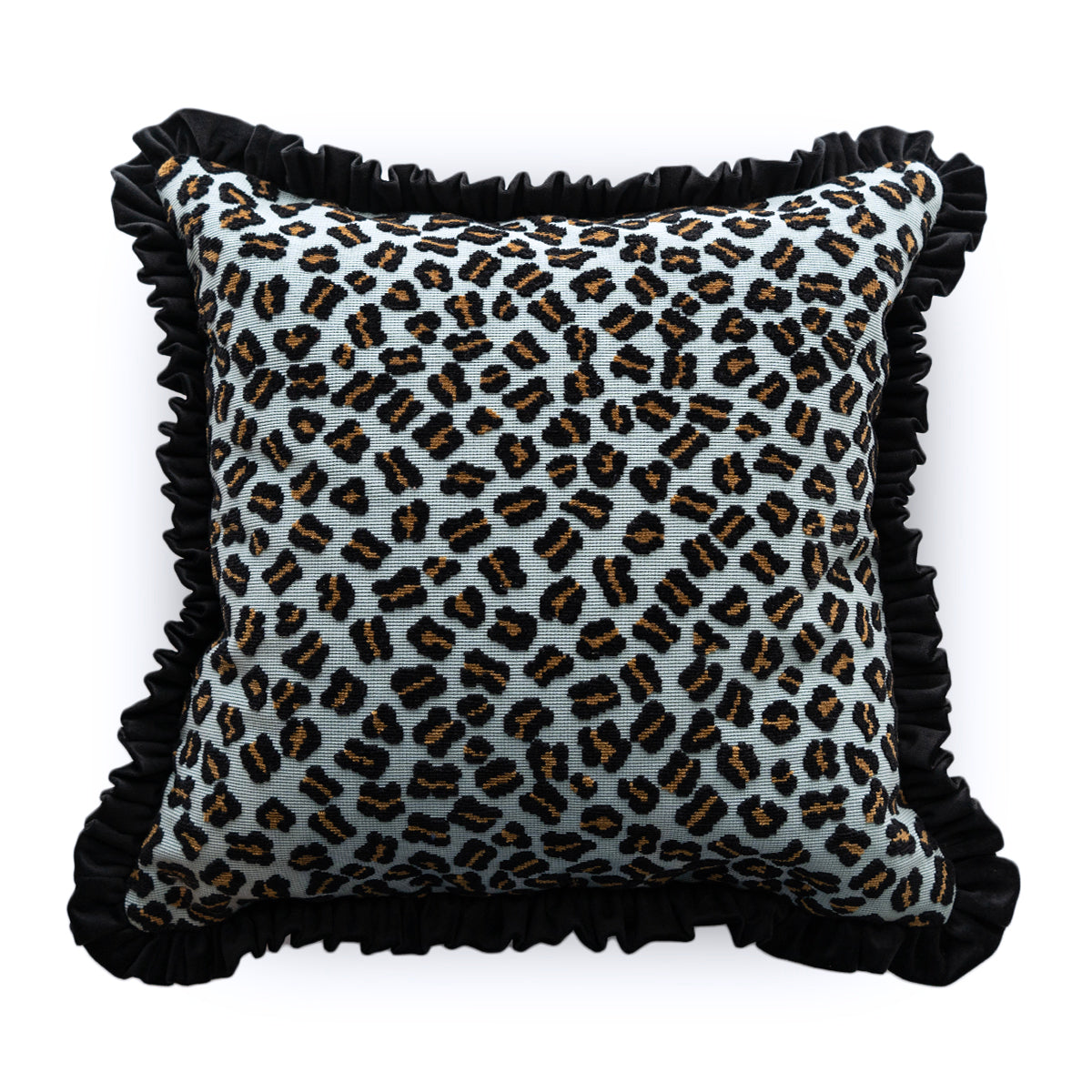 フリルクッション Cotton Pile Leopard