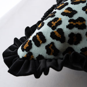 フリルクッション Cotton Pile Leopard